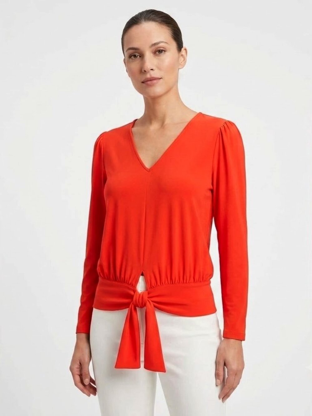 Banana Republic "Hot Red" Tie-Hem Stretch Top- Sz. Sm
